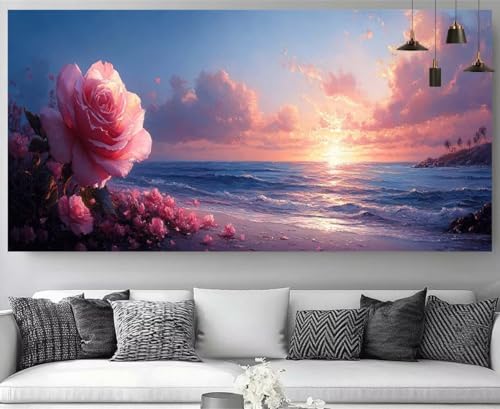 Peinture Diamant Coucher de Soleil 5D pour illuminer votre salon avec un canevas 50x100cm