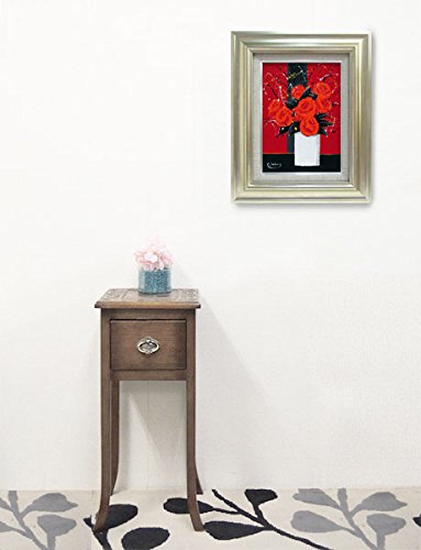 Amazon.co.jp: 柿田治『花(F4号)』油彩画 静物画 薔薇 ばら 赤い花 花