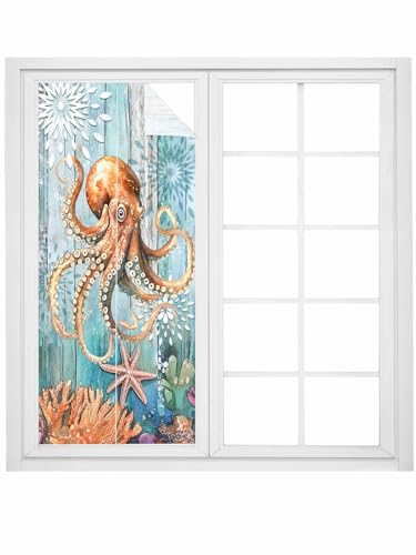 Vinilo decorativo de privacidad para ventanas 18x39in turquesa miniatura 5