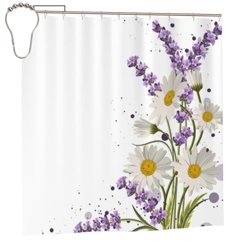 Rideau de douche lavande 183x183 cm en polyester avec 12 œillets - 2