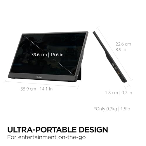 VX1654 Monitor portatile da gioco IPS da 16 pollici 1080p con 144 Hz, AMD FreeSync, alimentato a 2 vie, 60 W, USB C, mini HDMI, e supporto integrato con custodia protettiva - Monitor - Immagine 5