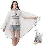 Rain Poncho Waterproof Adult with Handbag, Reusable Raincoat with Hood, Rain Coats for Women, Waterproof Ponchos Adults, Rain Coat Rain Jacket for Festival Rain Cover for Camping, Hiking and Cycling