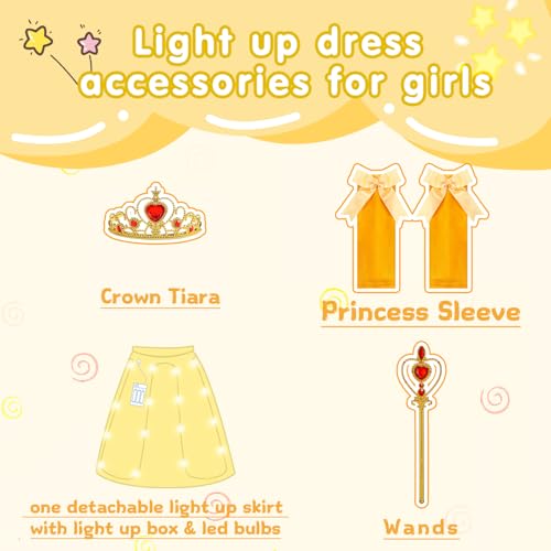 Vestido de Princesa con Luces Amarillo para Niñas miniatura 3