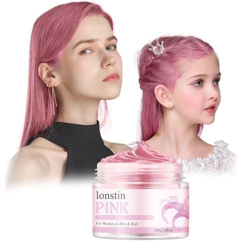 Couleur de cheveux temporaire lavable, couleur de cire de cheveux temporaire cire cheveux naturels baume pour les femmes et les hommes partie cosplay Halloween Noël (Couleur rose, Couleur rose)