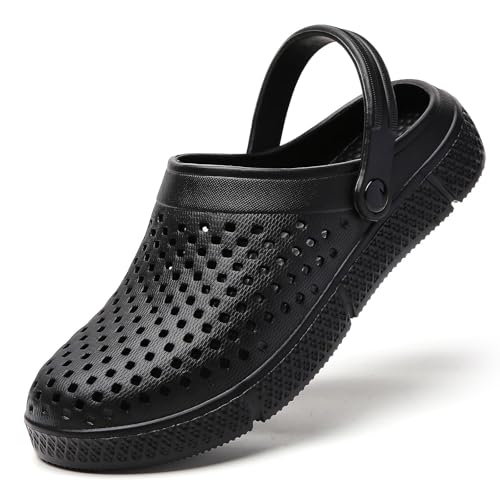 YUKTOPA Garden Clogs Shoes Women's Men's Lightweight Breathable Mesh Sandals Quick Drying Beach Pool Water Shoes Anti-Slip Slippers Non-Slip Walking Footwear Black 38