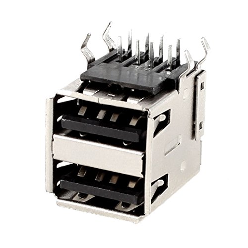 Uxcell a13071500ux0180 Double Layers Female USB Type A Right Angle 8-Pin DIP Jack Connector