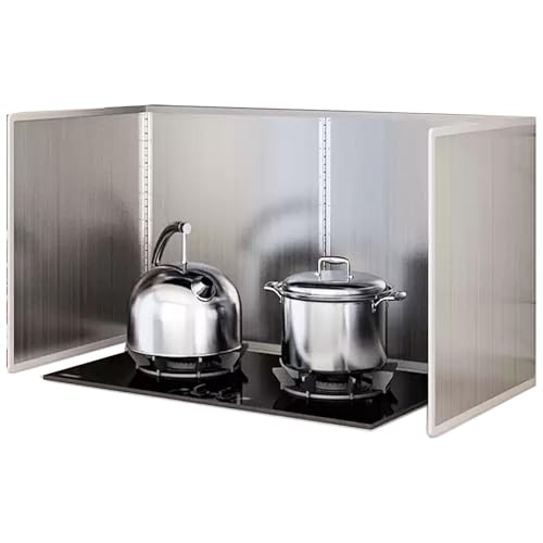 スプラッシュガード オールステンレス 防熱板 分解できるコンロガード 便利性:お手入れ簡単、スリム収納、繰り返し使用 家庭用ストーブ (Three-fold H40L80W40CM)