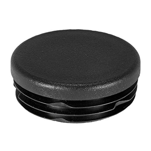 Image of Prescott Plastics 1 3 /4 inch (44.45mm) Outer Diameter Ribbed Plastic Hole Plugs, Round Black Metal Tubing End Caps, Strong Furniture Leg Inserts, Impact & Weather Resistant, Made in the USA - 50 Pack