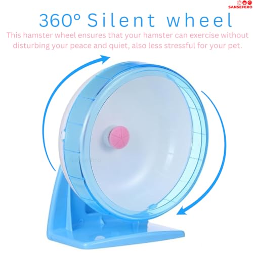 Image of SANSEFERO 6 inch Hamster Silent Spinner /Jogging Cum Exercise Wheel with Adjustable Stand for Hamster /Dwarf /Gerbil /Mice /Mouse (Random Colour)