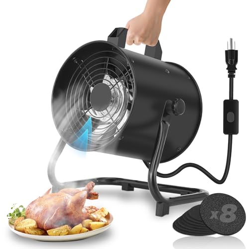 YOZON 8'' Portable Range Hood, Kitchen Exhaust Fan with Switch, Desktop Range Hood, 455 CFM Efficient Kitchen Ventilation, 120° Adjustable Angle, 8x Activated Carbon Filters for BBQ/Camping/RV