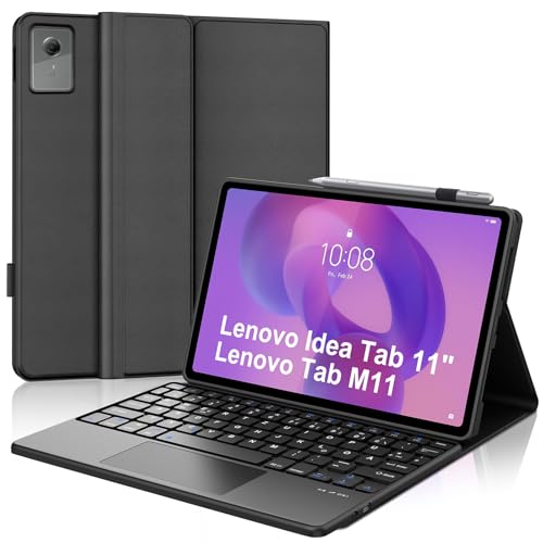 WINCHKING Tastatur Hülle für Lenovo idea tab 11 2025 (TB-336ZU TB-336FU) mit Touchpad Kabellose Bluetooth Tastatur für Lenovo Tab M11 11 Zoll 2024 Magnetisch Abnehmbarer Mit Qwertz Layout Schwarz