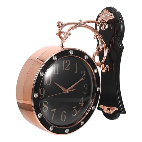 ARTSEWPLY 大きな両面掛け時計 静音クォーツ壁掛け時計 モダン装飾 リビングルームオフィスキッチンダイニングベッドルーム用 ブラック