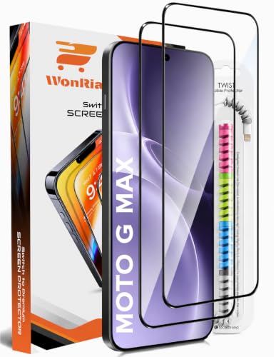 Image of WonRia Pack 2 - Tempered Glass for Moto G Max 5G with Cable protector [1 Month Warranty] Edges to Edge 9H Hardness Screen Glass Protector with Easy Installation kit
