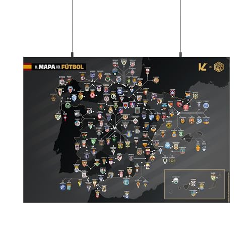 Póster Mapa del Fútbol 70x50cm - España, Inglaterra, Alemania, Italia...