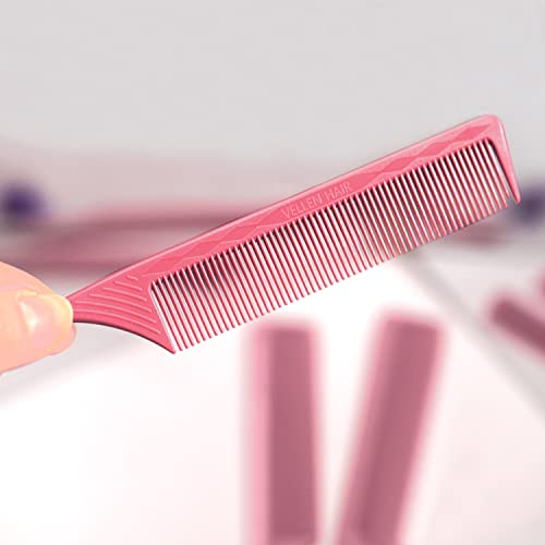 Foto von Vellen Hair Professionelle 22,9 cm Nadelstielkämme für Haarstylisten, Hitzebeständiges und Antistatisches PEI Material, Edelstahl Nadelstielkamm – 3 Stück