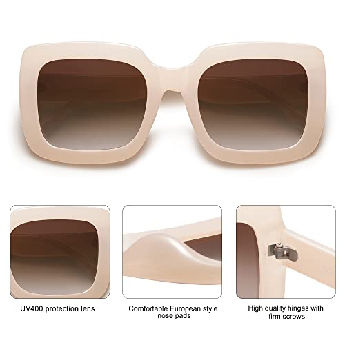 SOJOS Retro Nude Square Polarized Sunglasses for Women Trendy 90s Rectangle Sun Glasses UV400 Shades SJ2219A4