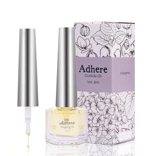 ACEITE DE CUTÍCULA ADHERE para uñas Aceite profesional para uñas 8ML, Aceite de cutícula de jojoba contiene vitaminas con cepillo suave, para nutrir, hidratar, cuidado de uñas secas y ásperas（Lechoso）