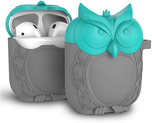 MAS CARNEY Owl AirPods Case Protective Silicone Cover Skin Compatible with Original Apple Airpods 1 & 2 [Front LED Not Visible]