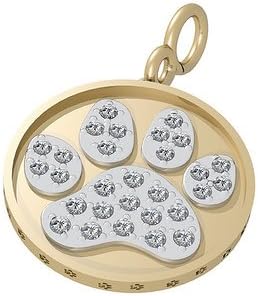 Bark Avenue Jewelers- Pave Paw Print Pendant 14 Karat Yellow Gold Two Tone- Medium
