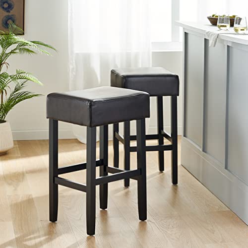 Christopher Knight Home Lopez Leather Backless Bar Stools, 2-Pcs Set, Brown #TOP1