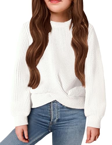 Image of Arshiner Girl's Sweaters Kids Twist Front Cute Pullover Knitted Jumper Fall Winter Clothes