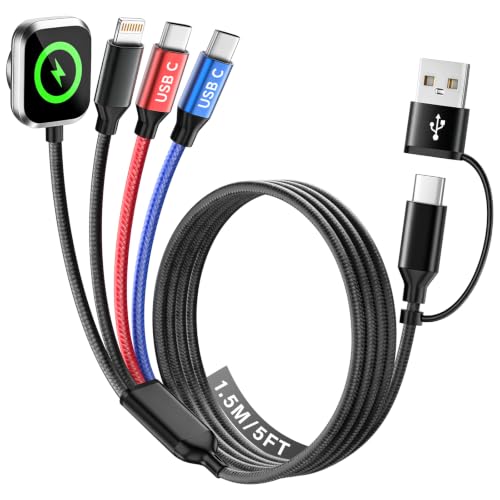Image of Dual Type-C Ports 4 in 2 Multi Charging Cable for iWatch Charger /iPhone 17