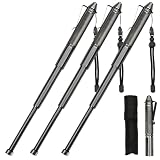 3 Pack Retractable Trekking Pole for Hiking, 12.2' Compact Folding Walking Stick - Lightweight High-Hardness Alloy Steel, Adjustable Wrist Strap & Carry Holster for Backpacking and Outdoor Survival