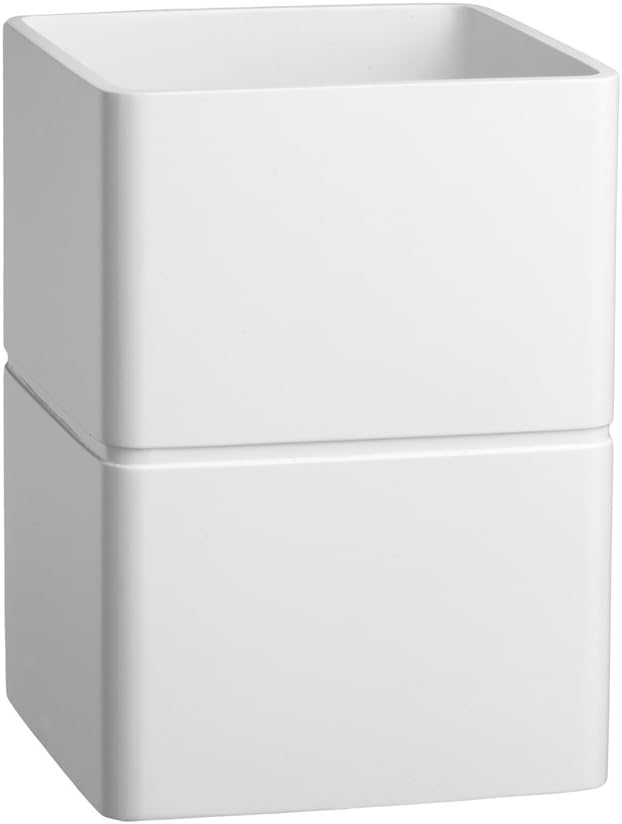 Kraftware Malibu Waste Basket, White, Contemporary Garbage Can For Office, Study, Bathroom, Home Bedroom, MADE IN U.S.A.