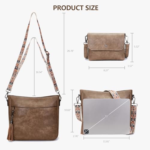 Image of 2PCS /Set Crossbody Bags for Women,Vegan Leather Hobo Purse Wallet For Women Set,Shoulder Bags With 2 Adjustable Strap