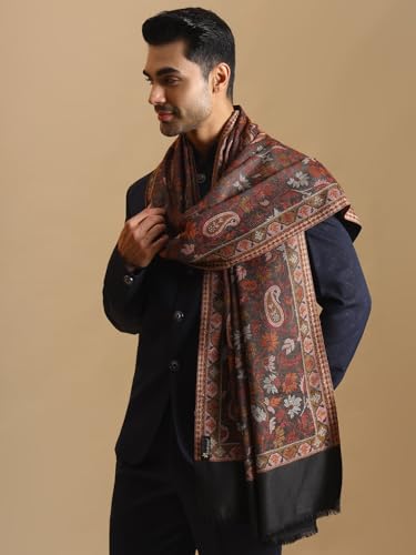 Image of Zamour Faux Pashmina Soft Jamawar Woven Jacquard Shawl for Men