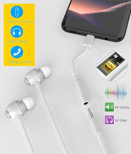 USB C to 3.5 mm Female Headphone Jack Adapter for Apple iPhone15, iPad Pro, Google Pixel 3 2XL, Samsung Galaxy S23 S22 Ultra Note 20 S10, HTC Moto and More