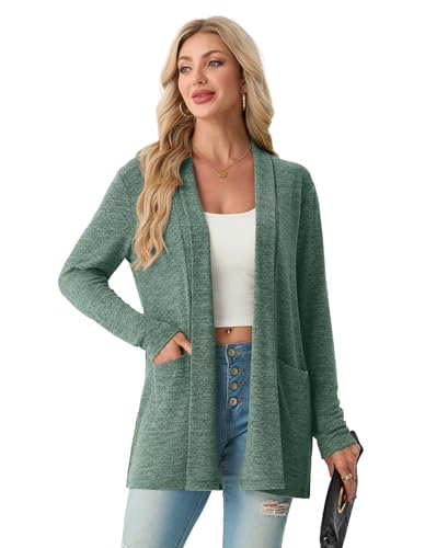 QIXING Spring WQIXING Spring Womens Cardigans Lightweight Plus Size Cardigans Loose Long with Pockets Casual Fashion — view 3