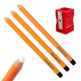 Radiergummi Stift 3er Set – Präzises und sauberes Radieren mit Radiergummi für Kinder, Schule und Künstler, innovatives Stift-Design, inklusive Spitzer, Orange, 18 cm Länge, 9,6 mm Durchmesser