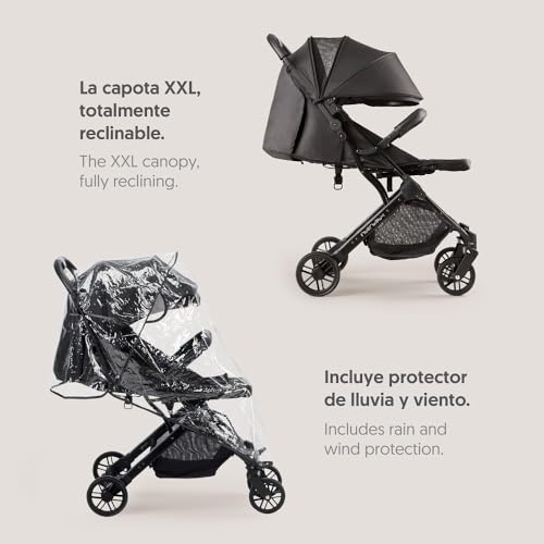 Miniatura 6 de Silla De Paseo Interbaby Carrito Bebe Desde Nacimiento Hasta 48 Meses O 22 Kg Botón Plegado Rápido, Amortiguadores, Capota Xxl Intercambiable, Cochecito Bebe Minimum Plus Space Negra