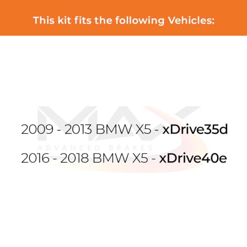 Image of Max Advanced Brakes Front & Rear Brake Kit Compatible With 2009 2010 2011 2012 2013-2018 BMW X5 xDrive35d xDrive40e Replacement Geomet Coated OE Disc Brake Rotors and Ceramic Brake Pads