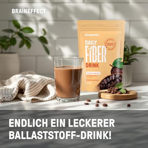 BRAINEFFECT DAILY FIBER - Ballaststoffgetränk mit 9 Ballaststoffquellen für Verdauung und Appetit - Inavea™ Mix mit Flohsamenschalen, Vitaminen & Mehr - Zuckerfrei - 330g (30 Portionen)