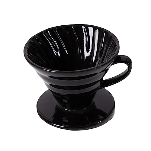 HAMPPLIES Copa de Filtro de Café de Cerámica Forma de Cono Diseño Artesanal para Personas Color Negro para Casa u Oficina