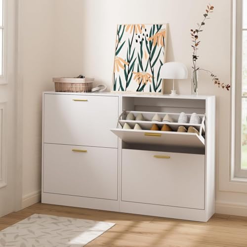 Image of The Artment your artistic apartment Quadra 4 Tier Shoe Rack Organizer Cabinet, Footwear Stand for Entryway, Hall | Space Saving Design | Home Furniture for Home | 20-25 Pairs (Size -60x24x80 CM)