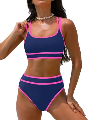 Image of popvil Women's High Waisted Bikini Sets 2026 Neon 2 Piece Swimsuit