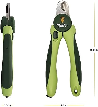Thunderpaws Professional-Grade Dog Nail Clippers with Protective Guard and Safety Lock (Medium to Large Breeds, Green)