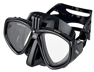 SEAC One Pro Maske mit Adapter für GoPro Videokamera zum Tauchen und Schnorcheln, schwarz, Standard