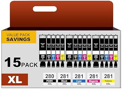 NEXTPAGE PGI-280XL/CLI-281 5 Color Pack Replacement for Canon 280 281 Ink Cartridges Compatible with Canon TR8620a Ink Cartridges TR8520 Ink TR8620 TR7520 TS6320 TS6120 TS9120 TS8500 15-Pack