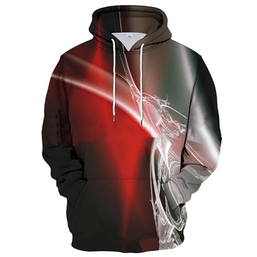 Ymosrh Men's Novelty Hoodies, Long Sleeve Drawstring Casual Print Pullover Hoodie with Kangaroo Pocket, M-6XL