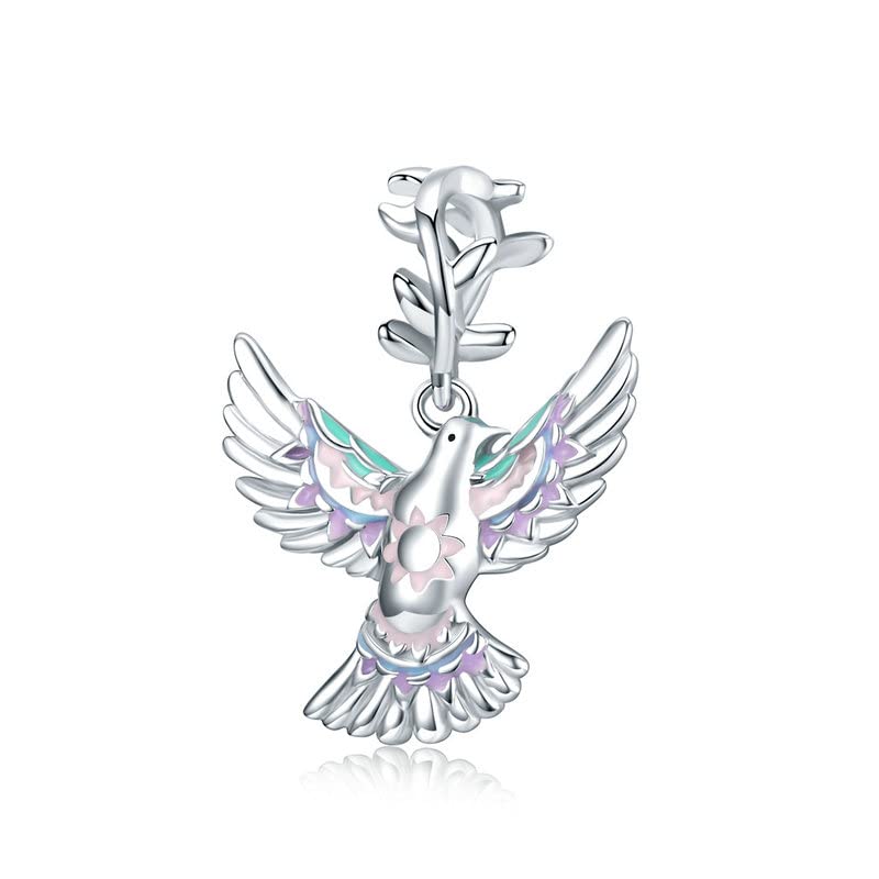Charm Colomba Pace Ramo Ulivo Pasqua ciondolo pendente in argento 925 - Les Folies per Pandora