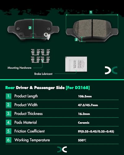 Image of SCITOO D2019 D2168 Front & Rear Ceramic Brake Pads Sets w /Hardware Replacement For Buick For Encore 2018-2022,For Buick For Encore GX 2020-2021,For Chevrolet For Trax 2018-2022