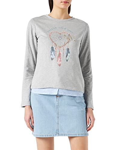 Springfield Sudadera Bimateria atrapasueños, Gris Medio, XS para Mujer