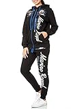Violento Marine Royal 512 Damen | JOGGINGANZUG | Fitnessanzug | Yoga Gym Sportswear | Trainingsanzug | Schwarz-Blau | M