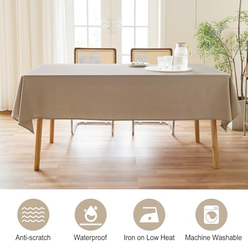 Image of AUSSPVOCT 2 Pcs Textured Faux Linen Table Cloth for Rectangle Table - 52x70 Inch Cloth Tablecloth Rectangular Waterproof Washable Fabric Dining Table Cover for Spring Wedding Party Kitchen Decor