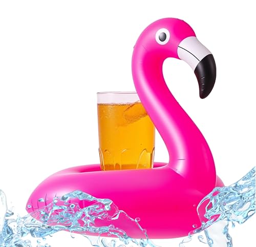 Aufblasbarer Flamingo Getränkehalter - Schwimmender Becher & Dosenhalter für Poolpartys - aufblasbar Schwimmreif