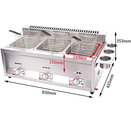 CGLYYDS Fritteuse mit Doppelzylinder-Gas, 18 l große Arbeitsplatten-LPG/Gas-Fritteuse, einstellbare Feuerkraft, mit Frittierkörben für die Restaurantküche, leicht zu reinigen,A – Bild 4
